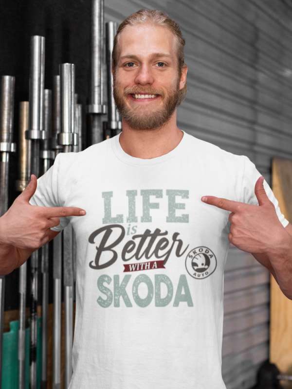 Life is better with a skoda fehér póló