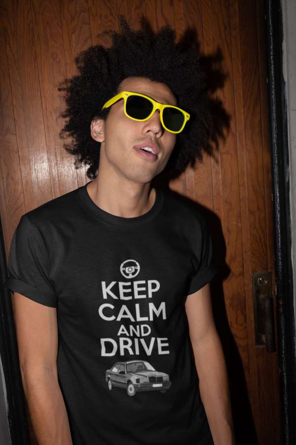 Keep Calm and Drive mercedes fekete póló