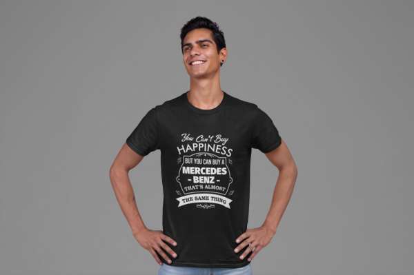 You can't buy happiness..mercedes fekete póló