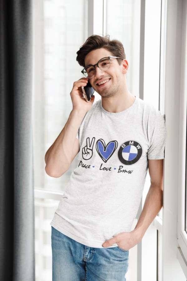 Peace Love BMW fehér póló
