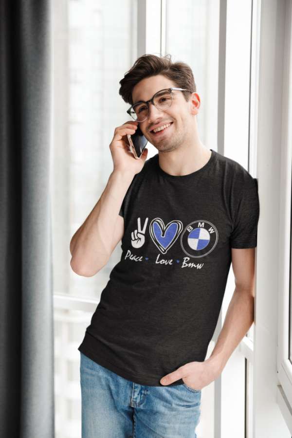 Peace Love BMW fekete póló