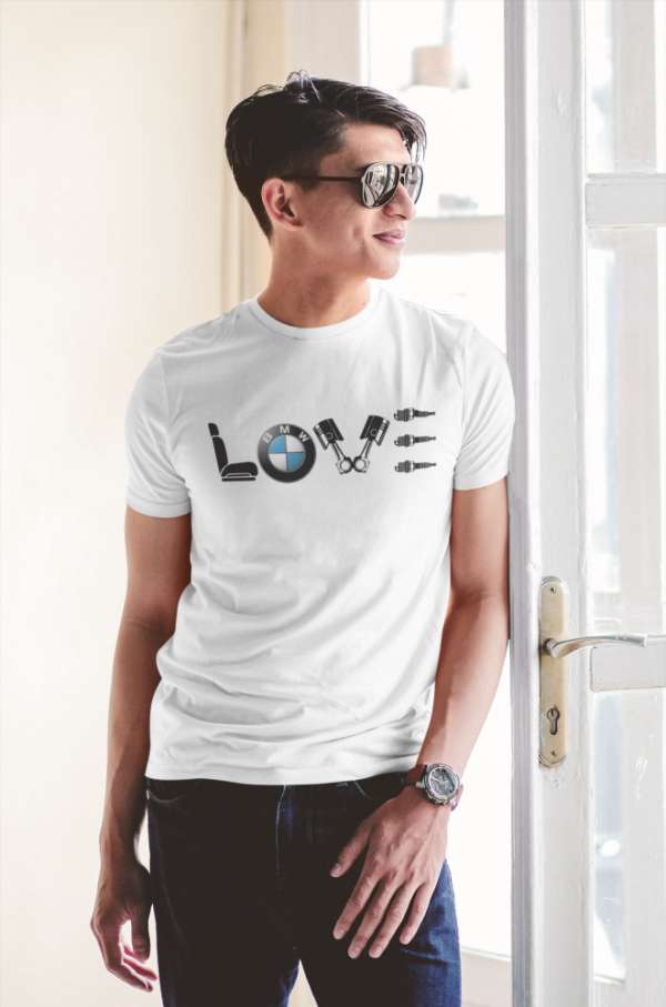 LOVE BMW fehér póló