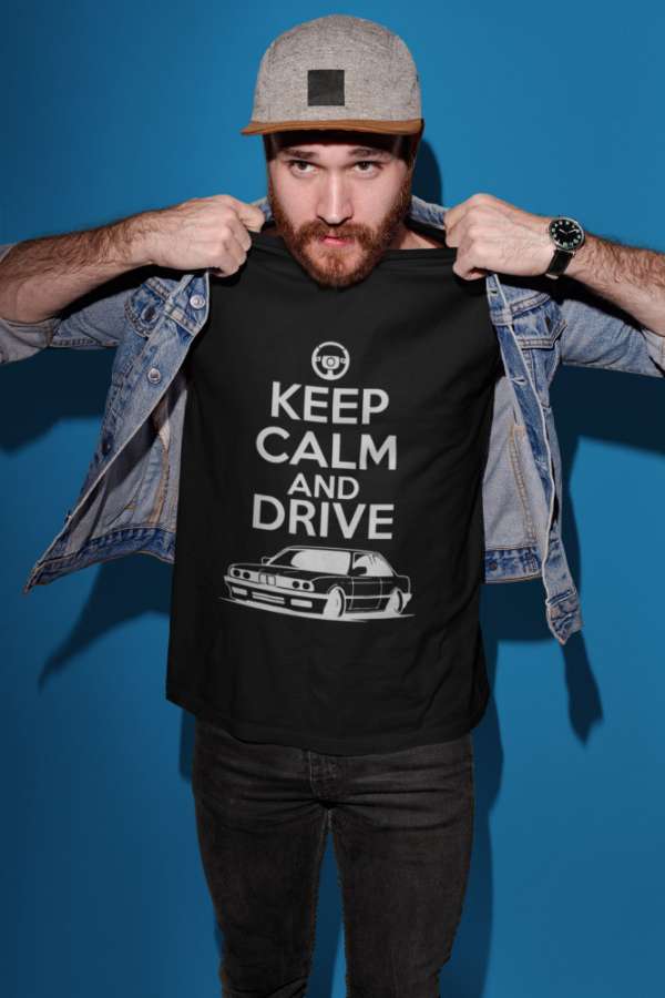 Keep Calm and Drive BMW fekete póló