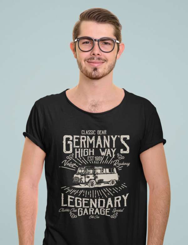 Germany's high way Barkas fekete póló