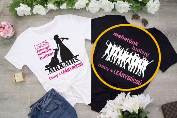 Irány a leánybúcsú fekete póló