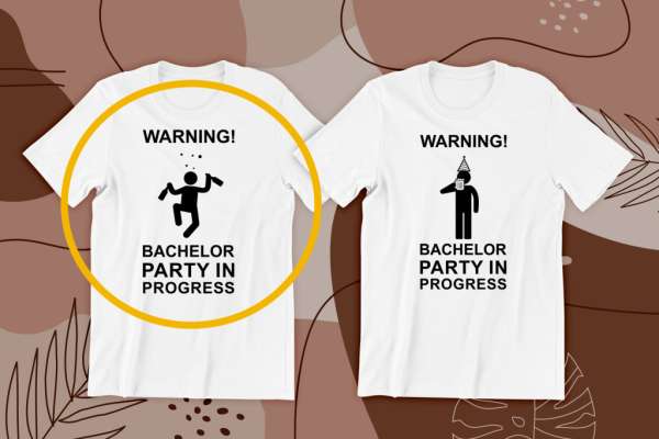 Warning! Bachelor party in progress fehér póló