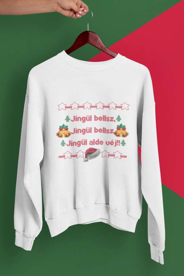 Karácsonyi pulóver fehér - Jingle Bells kötött