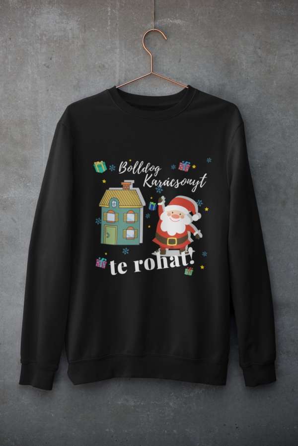 Bolldog karácsonyt te rohat fekete pulóver