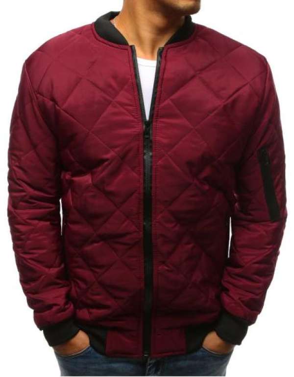 Férfi steppelt bomber dzseki bordó