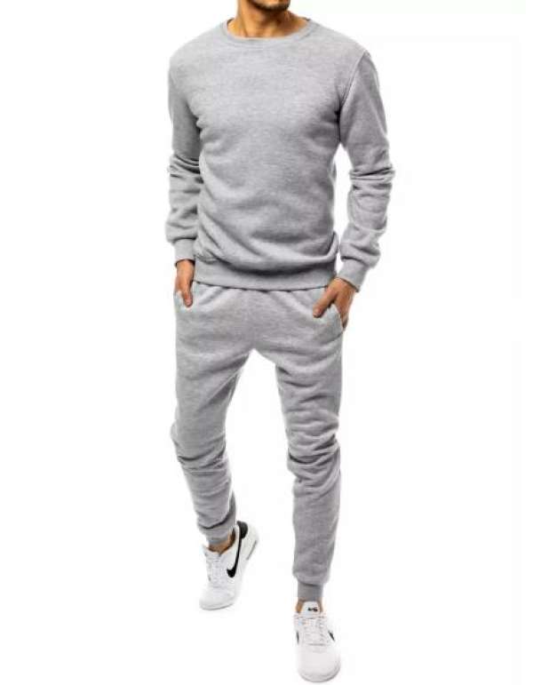 Férfi tréningruha kapucni nélkül, szürke nyomtatás nélkül