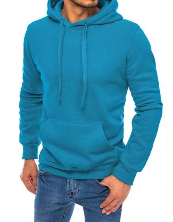 Férfi szabadidős kapucnis pulóver DEL világoskék