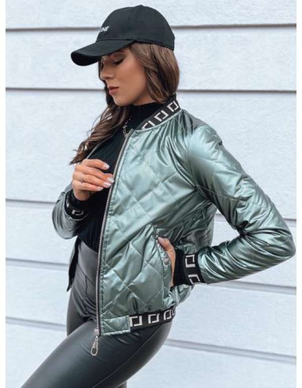 Női steppelt kabát BASEBALL sötétzöld