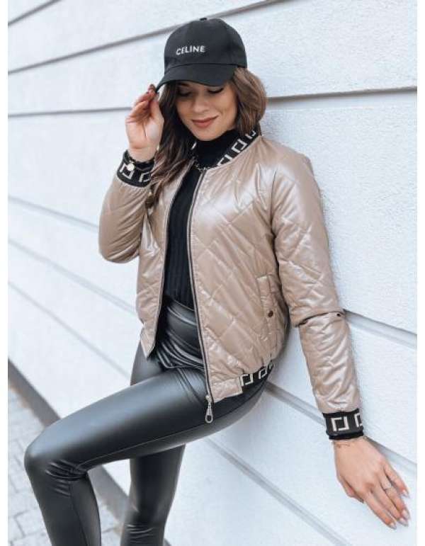 Női steppelt BASEBALL karamell kabát