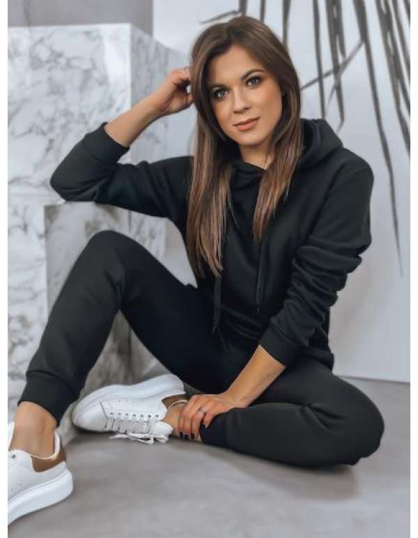 Női kapucnis pulóver BASIC fekete