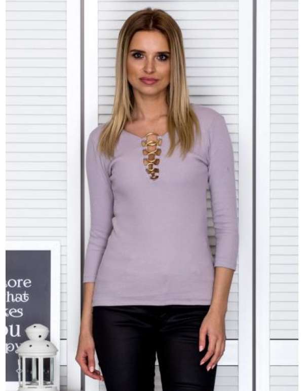 Női blúz dekoratív gyűrűkkel LOLA bézs színű