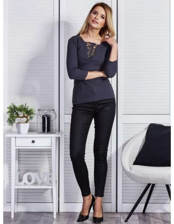 Női csipkés blúz DARA sötétszürke