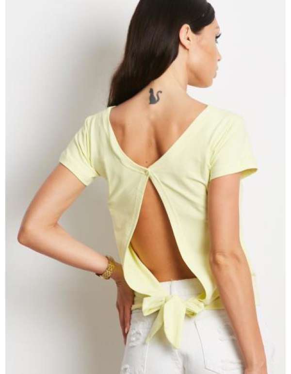 Női póló hátul megkötős ELLA sárga