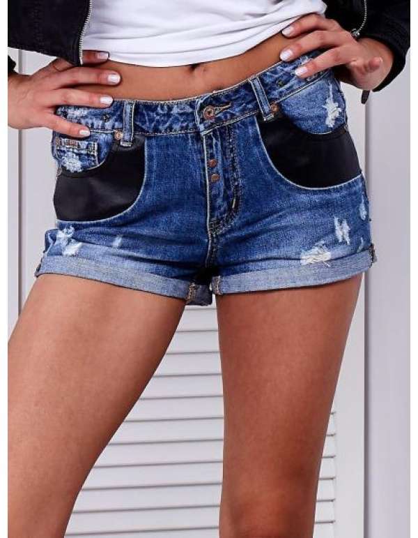 Női farmer rövidnadrág rojtokkal NALA kék