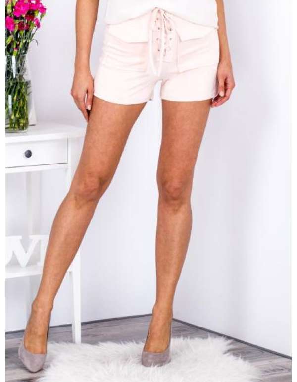 Női rövidnadrág csipkével MAHA őszibarack