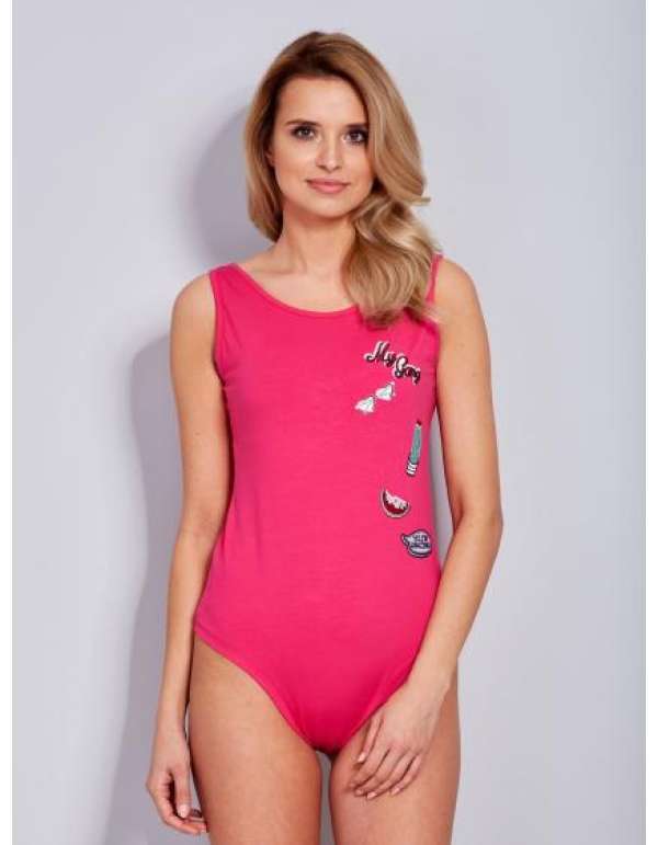 Női foltos pamut bodysuit GREA málna piros