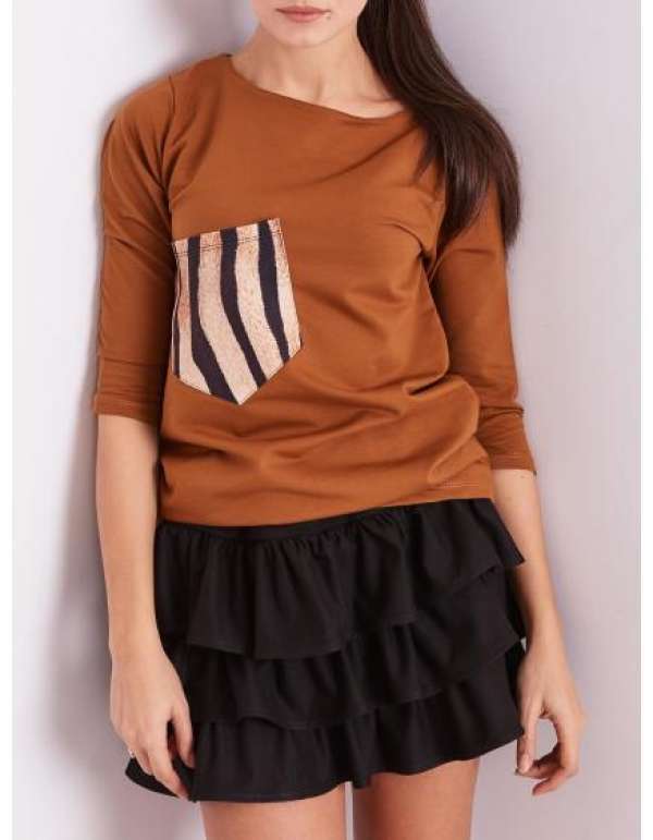 Női blúz zsebbel POCKA barna