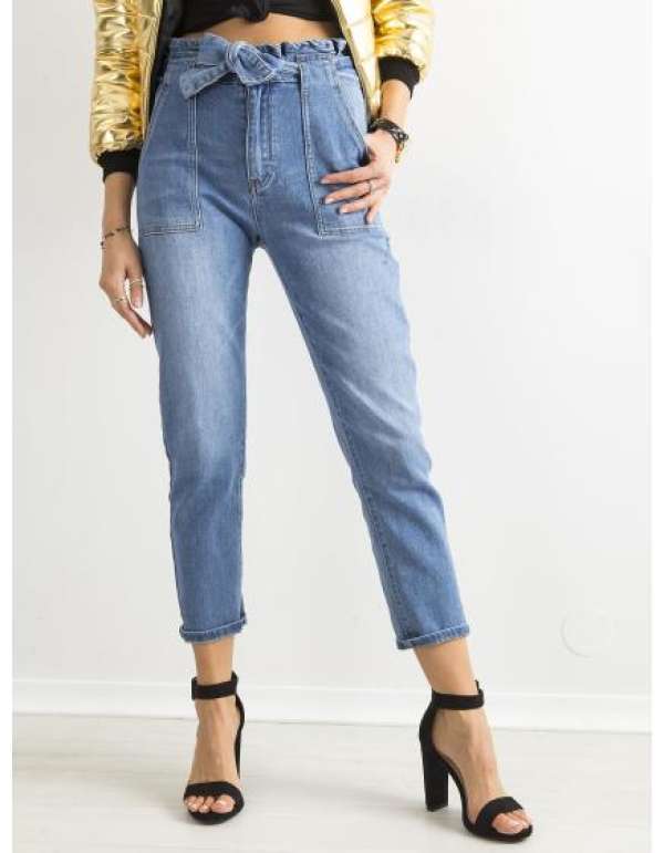 Női magas derekú farmernadrág HIKKA kék