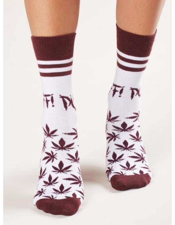Női nyomtatott zokni RAJA fehér és bordó színben