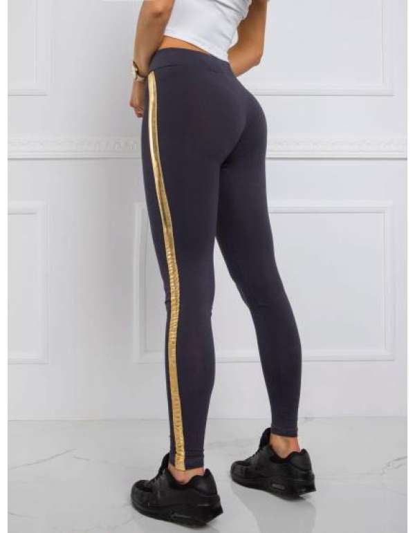 Női RUE PARIS leggings csíkos szürke színben