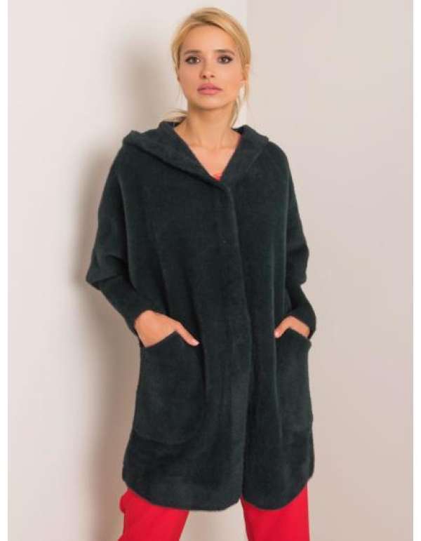 Női alpakka kabát CAROLYN sötétzöld