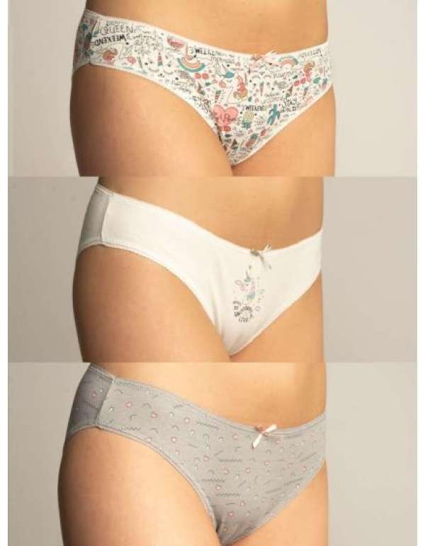 Női 3 csomag bugyi mintás POLA VI színes női bugyival