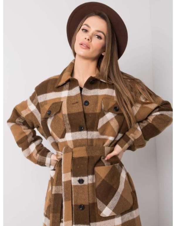 Női kockás kabát MARGO barna
