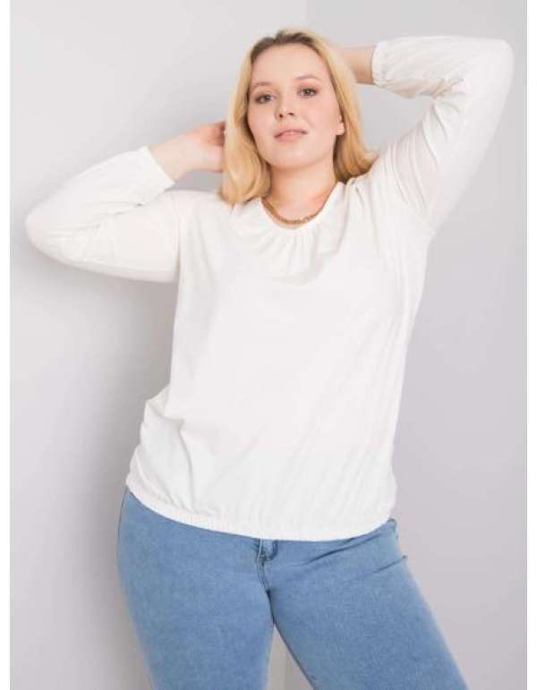 Női hosszú ujjú pamut plus size blúz HAILEY ecru