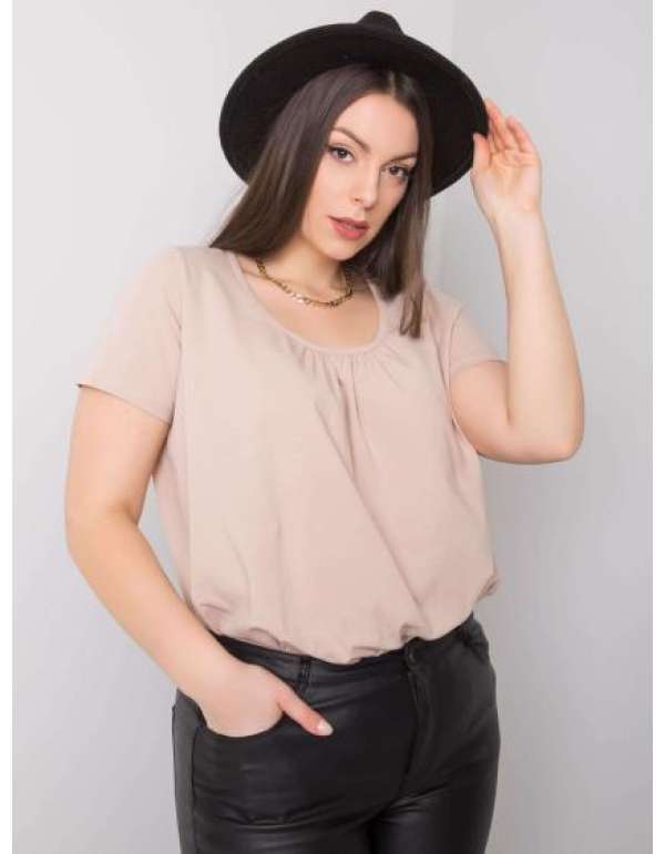 Női plus size pamut blúz CELESTE bézs