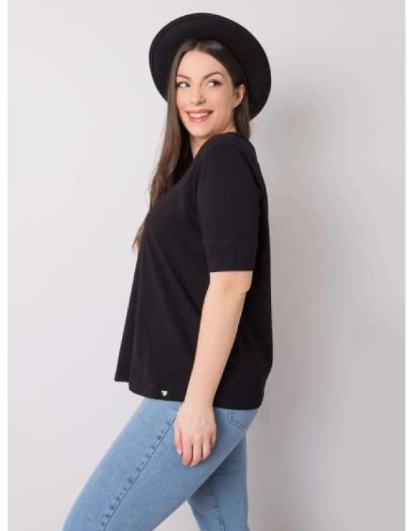 Női plus size pamut póló MISSY fekete
