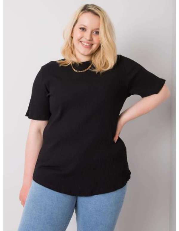 Női plus size csíkos blúz STELLA fekete