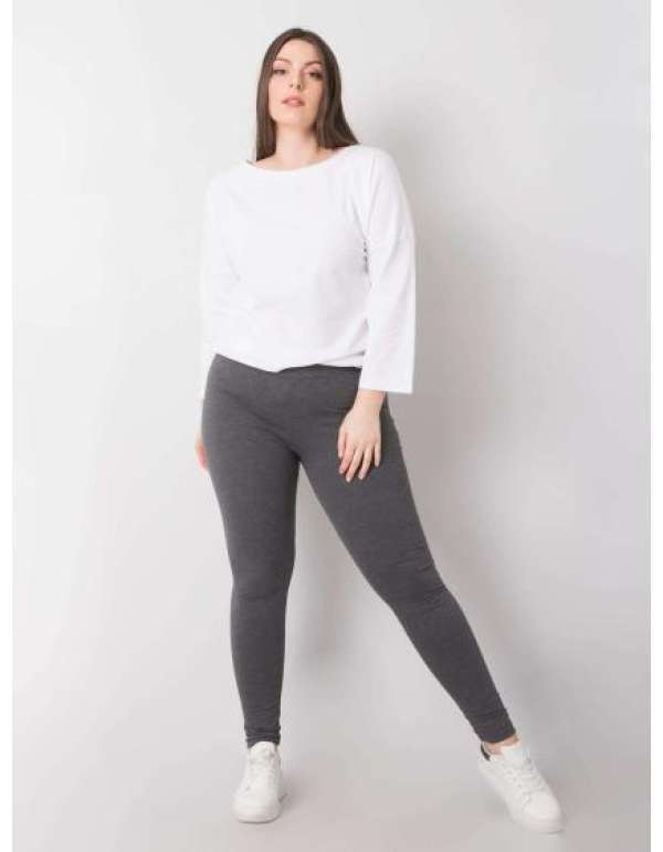 Női RUE PARIS pamut plus size leggings sötét szürke