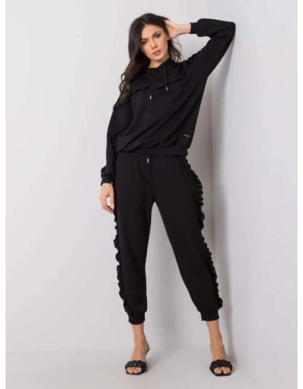 Női szett fodrokkal Chriss RUE PARIS fekete