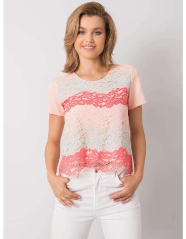 Női csipke blúz ZAHRA barack-korall színű