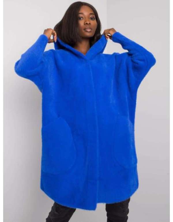 Női alpakka kabát CAROLYN kobaltkék