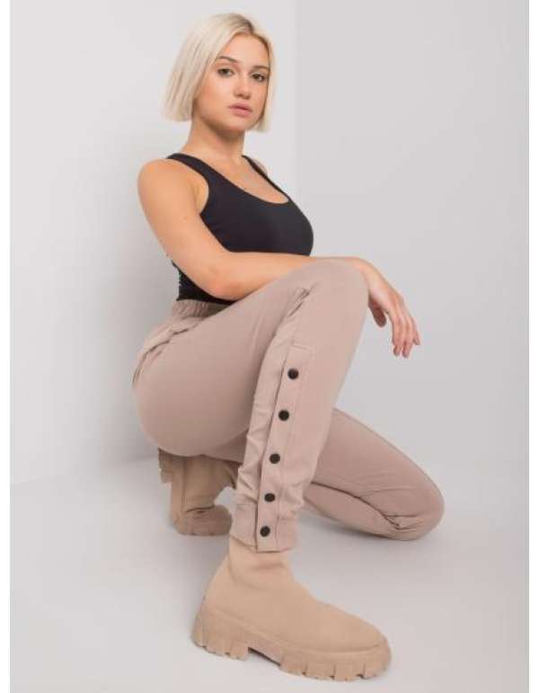 Cindy RUE PARIS női gombos melegítőnadrág sötét bézs színű