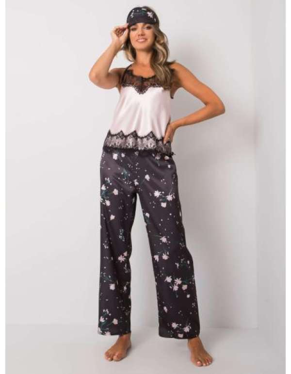 Női alvó szett RYKA fekete és rózsaszín