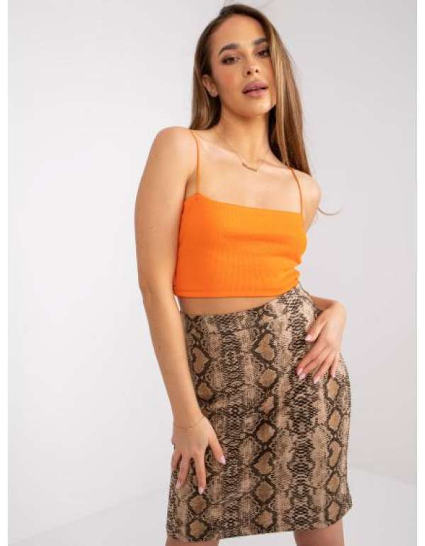 Női állatmintás szoknya mini AMALLIA sötét bézs