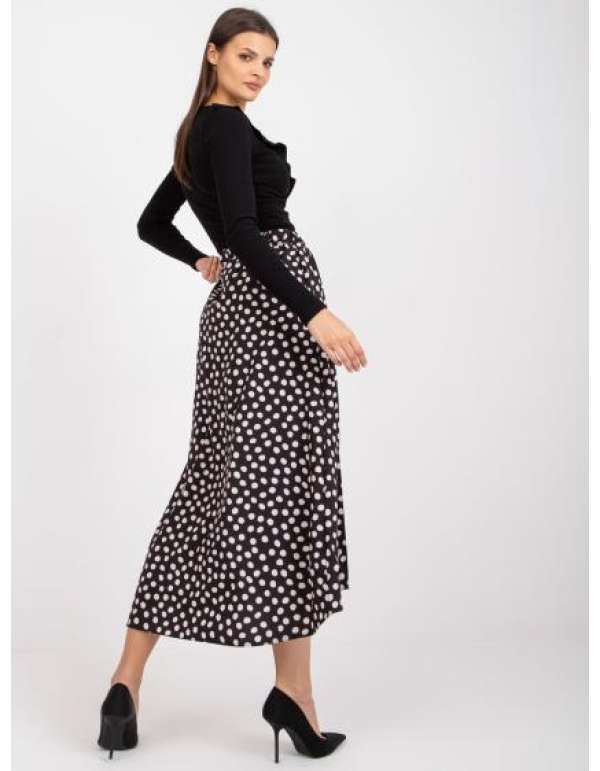 Női magas derekú, aszimmetrikus midi szoknya VILETA fekete