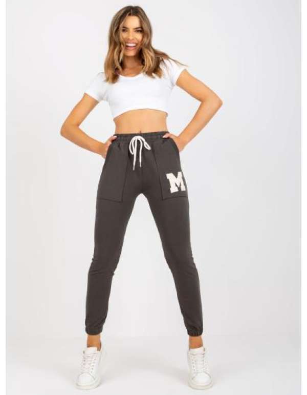 Női applikált pamut melegítőnadrág COOPER khaki