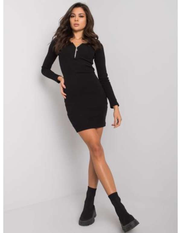 Női bordázott ruha RUE PARIS Azari Azari fekete