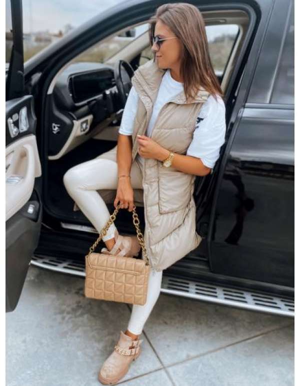 Női steppelt mellény MARIEL bézs színű