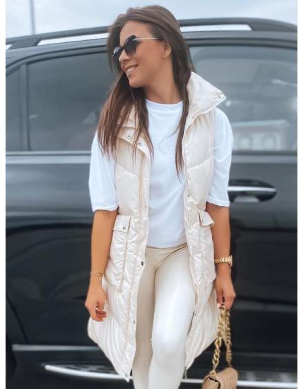 Női steppelt mellény MARIEL ekrü színű