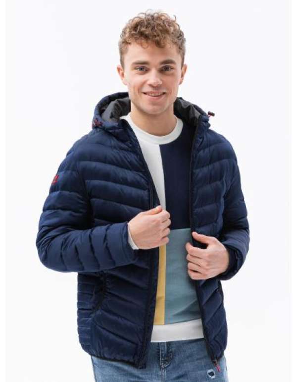 Férfi steppelt kabát ROWEN sötétkék