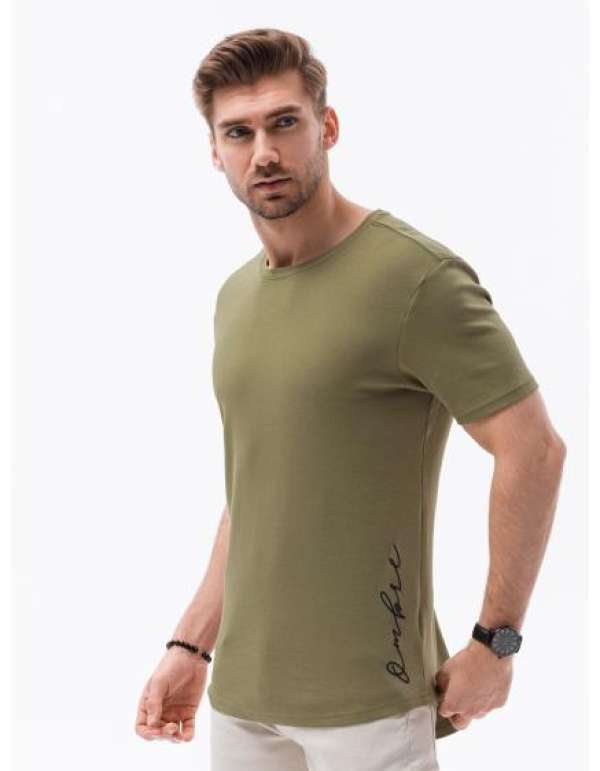 Férfi nyomtatott póló RANDELL oliva színű