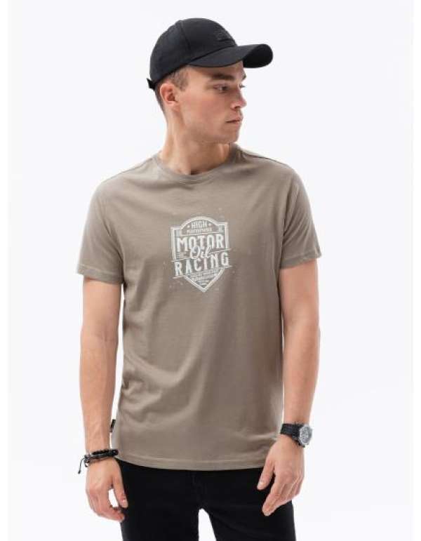 Férfi póló ANGEL barna színnel nyomtatva